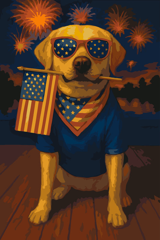 Labrador of Liberty -Night - Paint by Numbers Canvas Kit
