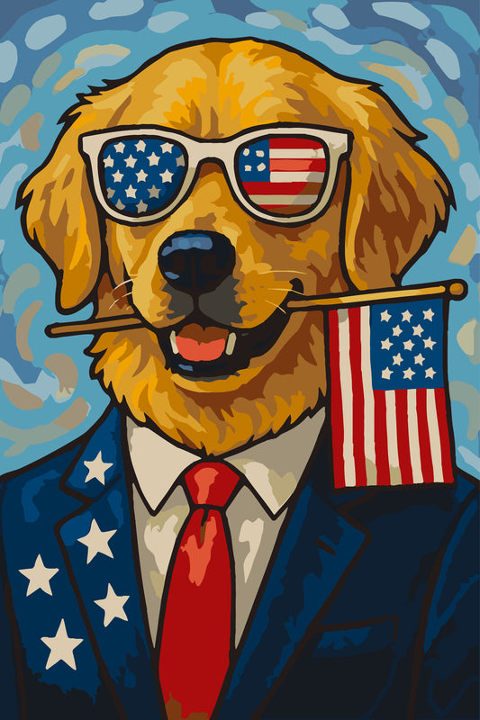Stylish Dog Independence Day Paint by Numbers Canvas Kit