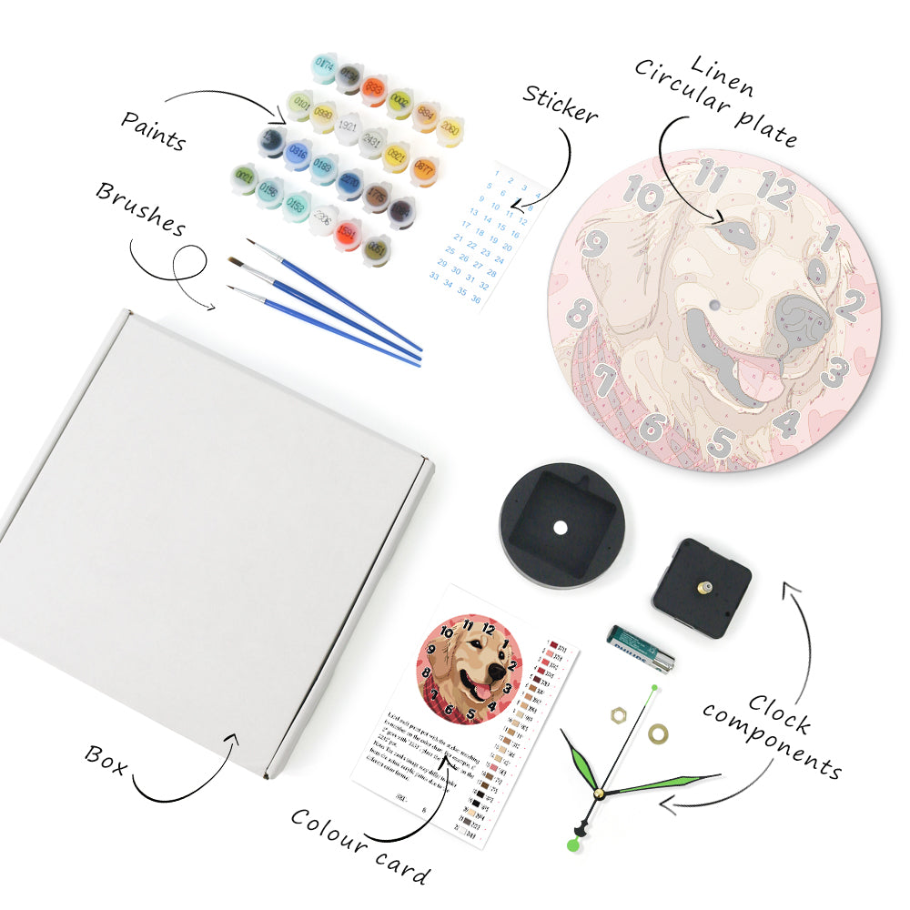 Paint the Moment – Golden Pup Clock Kit