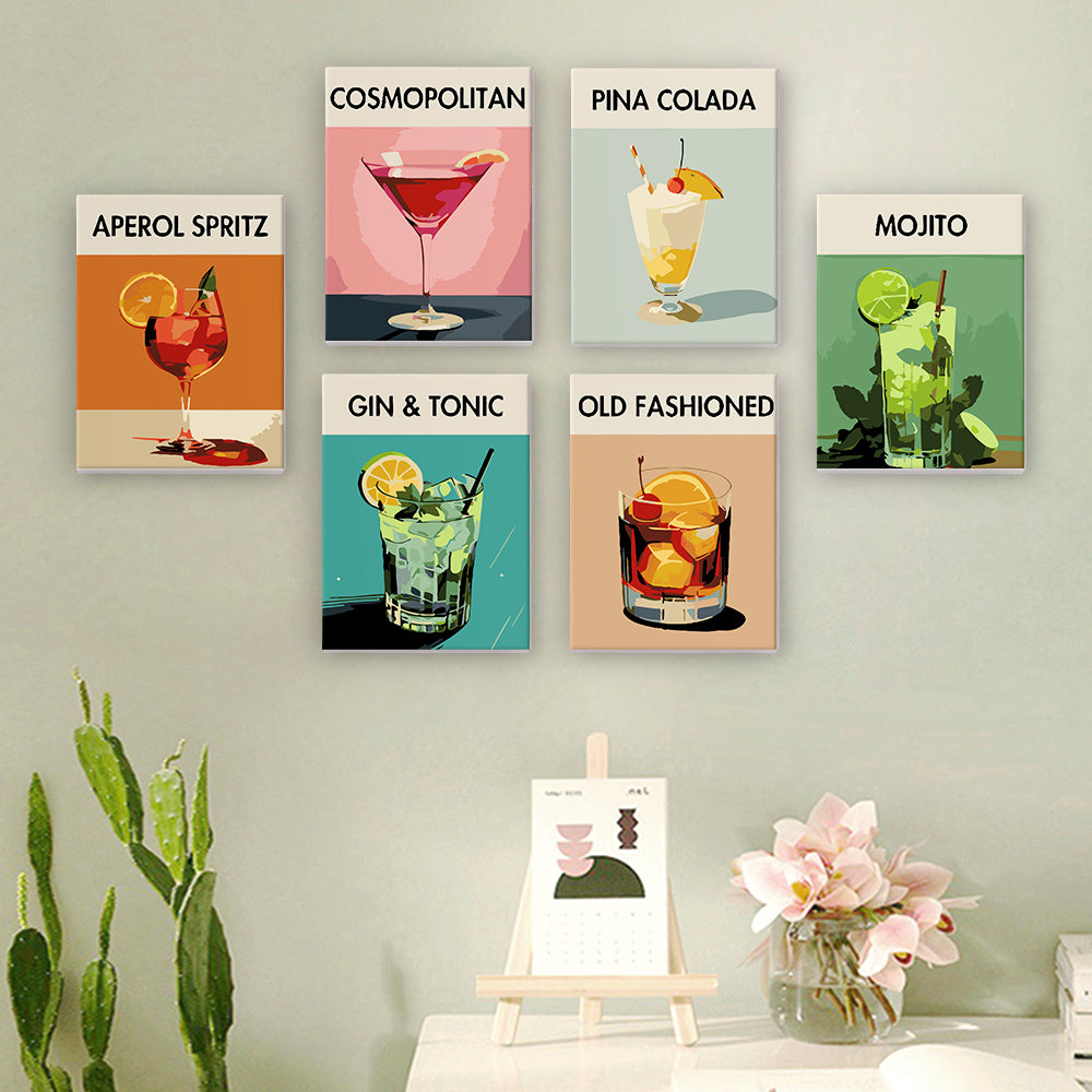 Cocktail Cuties 6 Pack Mini Paint by Numbers Kit