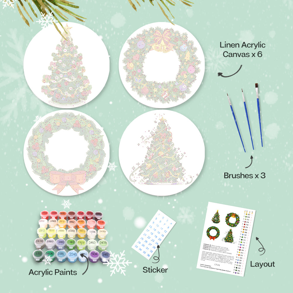 6 Piece Christmas Placemat Set 20cm - Set 25