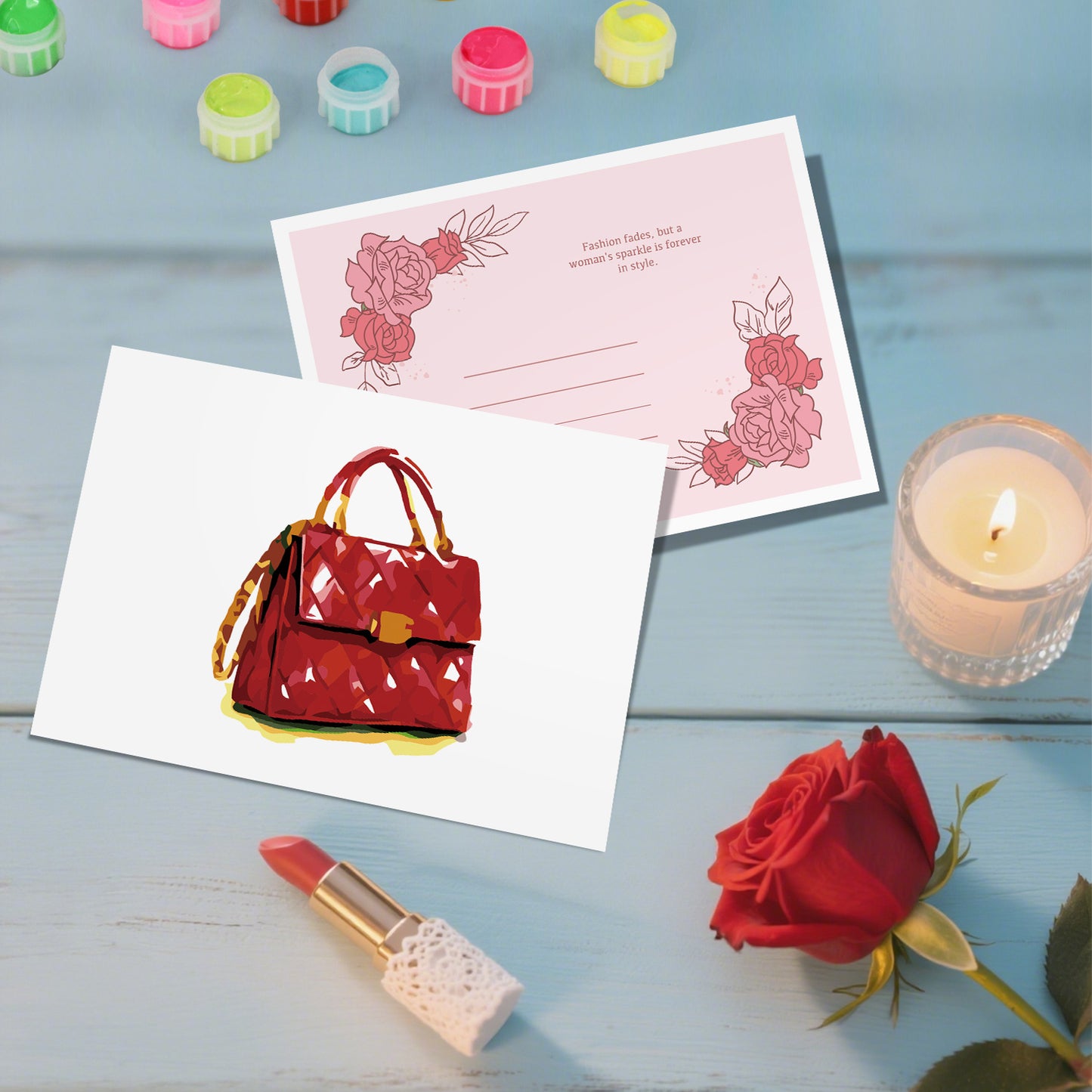 Red Glam Postcard Paint Kit