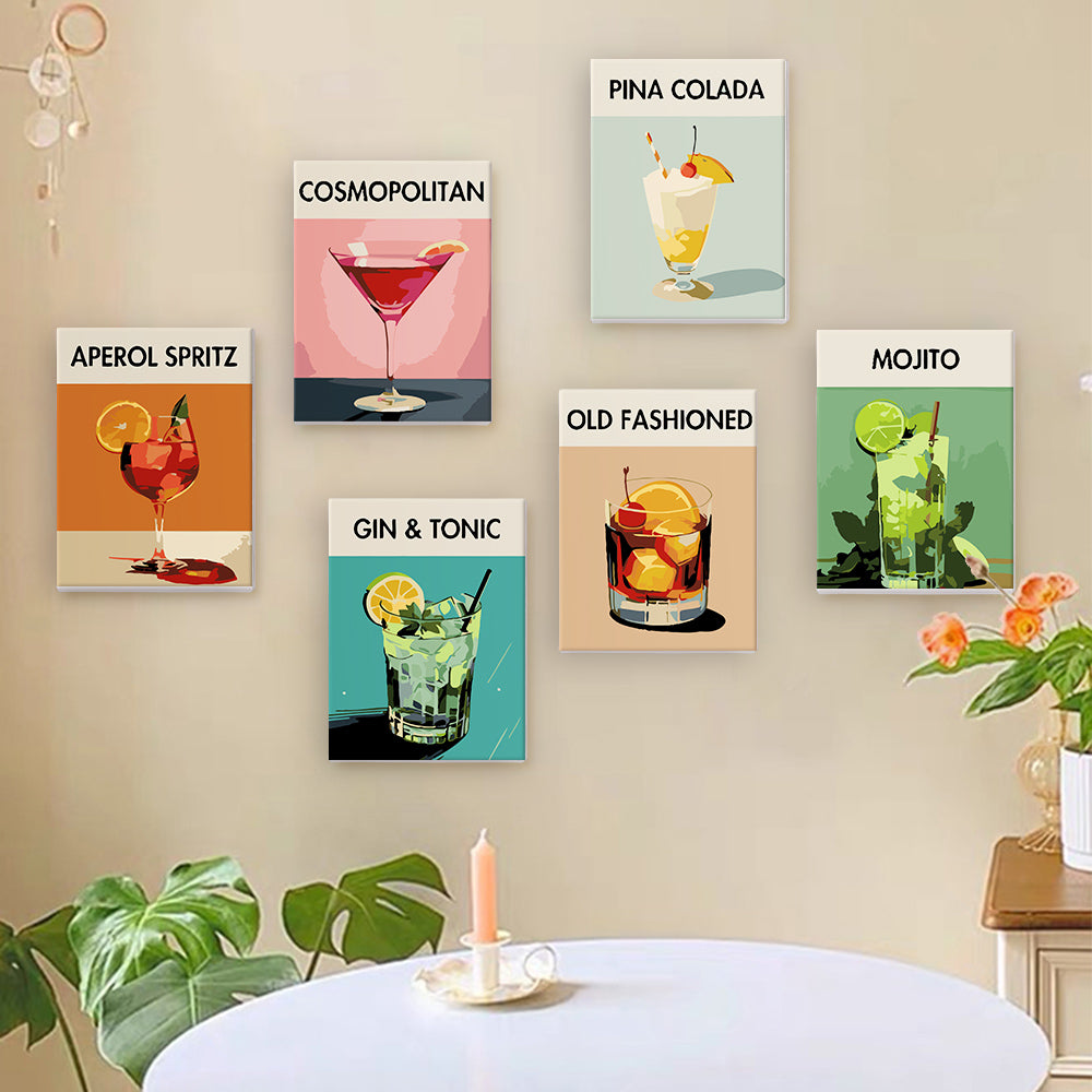 Cocktail Cuties 6 Pack Mini Paint by Numbers Kit