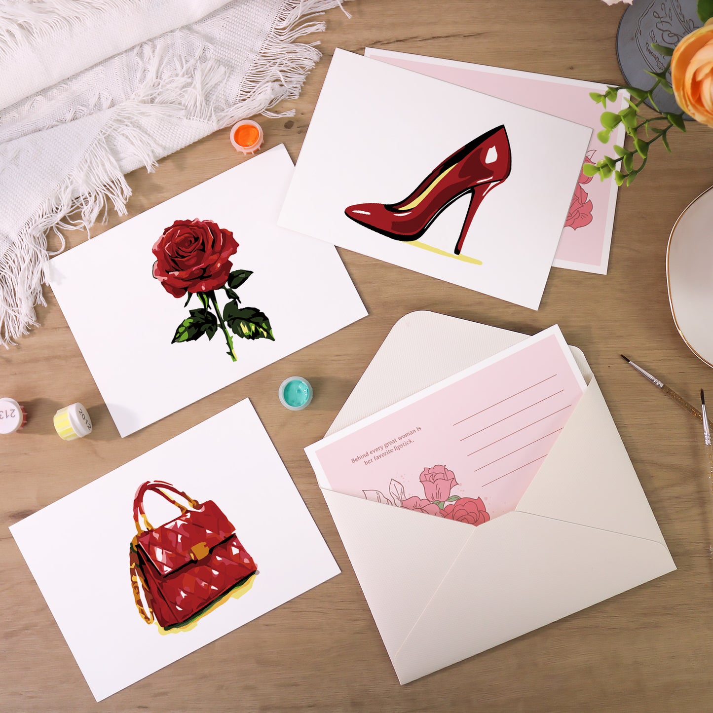 Red Glam Postcard Paint Kit
