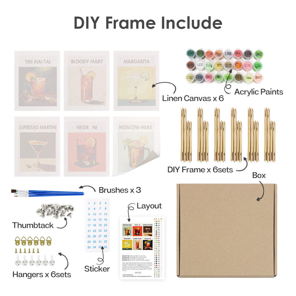 Liquid Icons 6 Pack Mini Paint by Numbers Kit