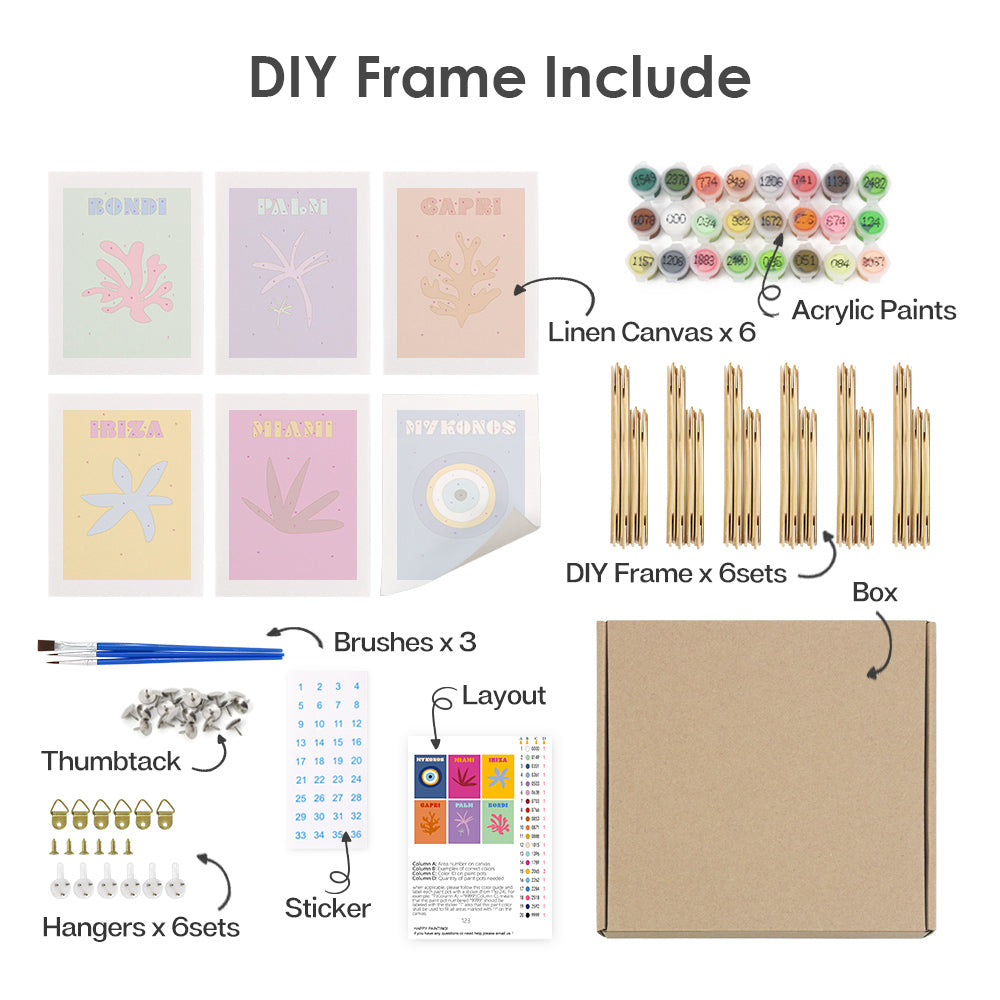 Tropical Escapes 6 Pack Mini Paint by Numbers Kit