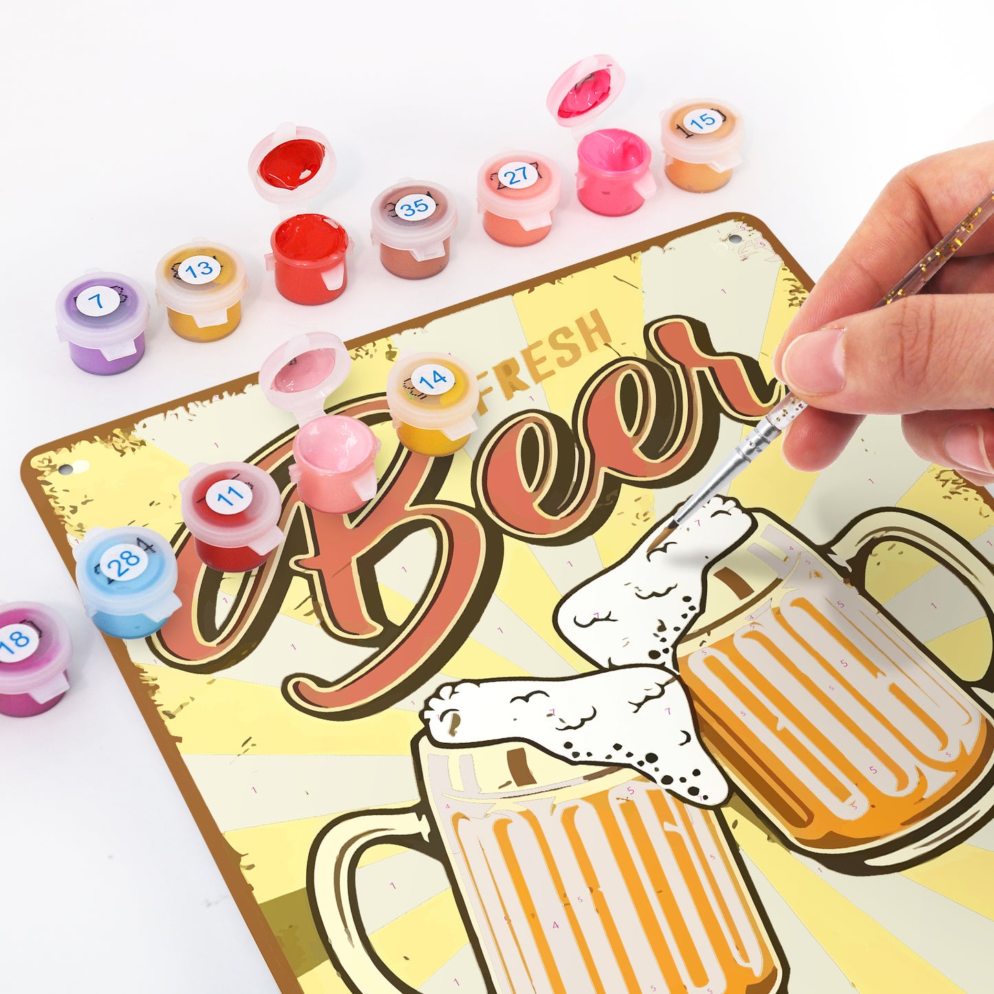 Fresh Beer Mugs – Vintage Paint by Numbers