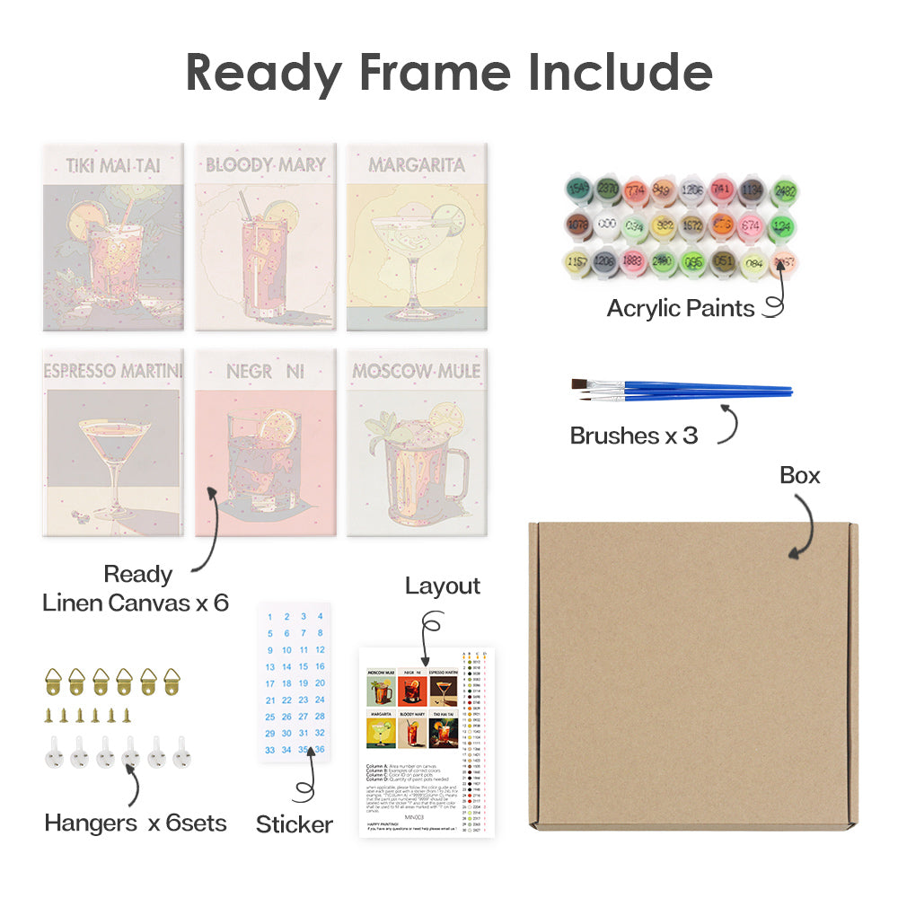 Liquid Icons 6 Pack Mini Paint by Numbers Kit