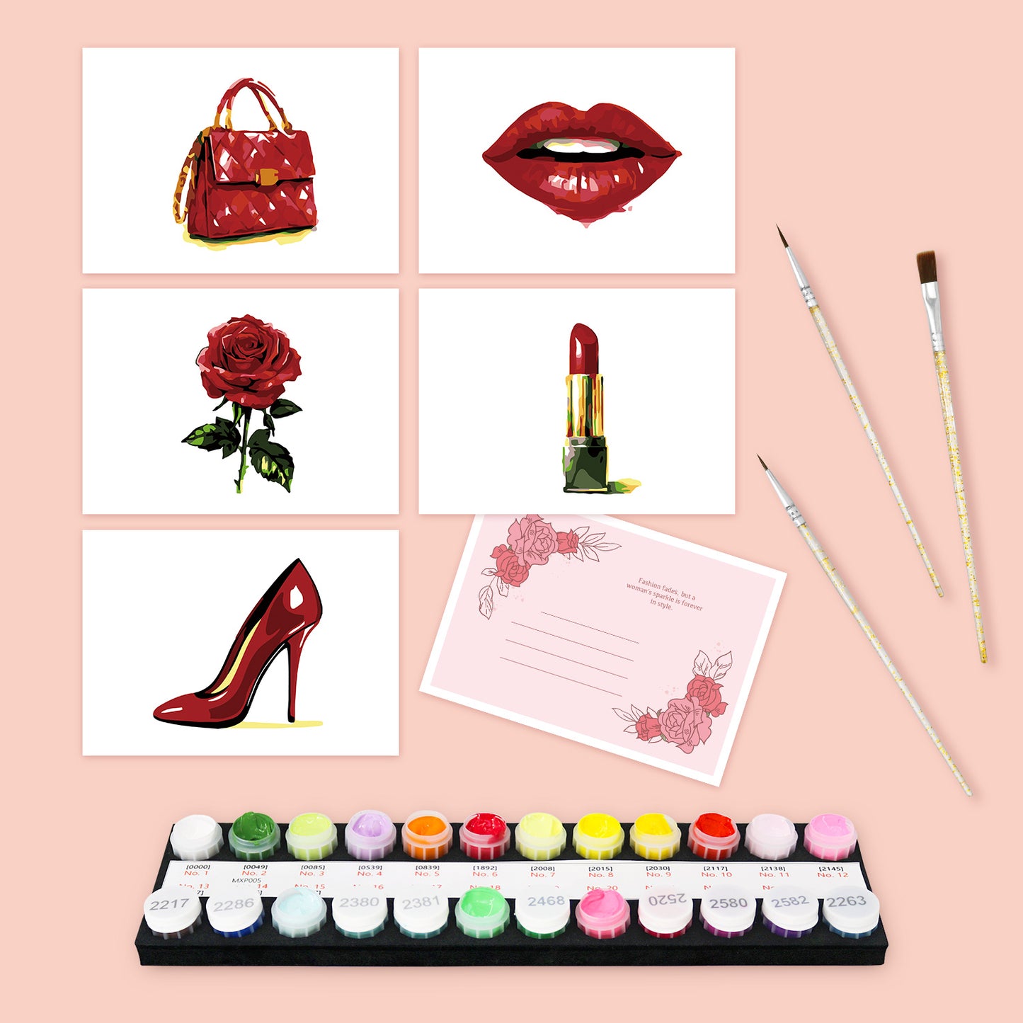 Red Glam Postcard Paint Kit