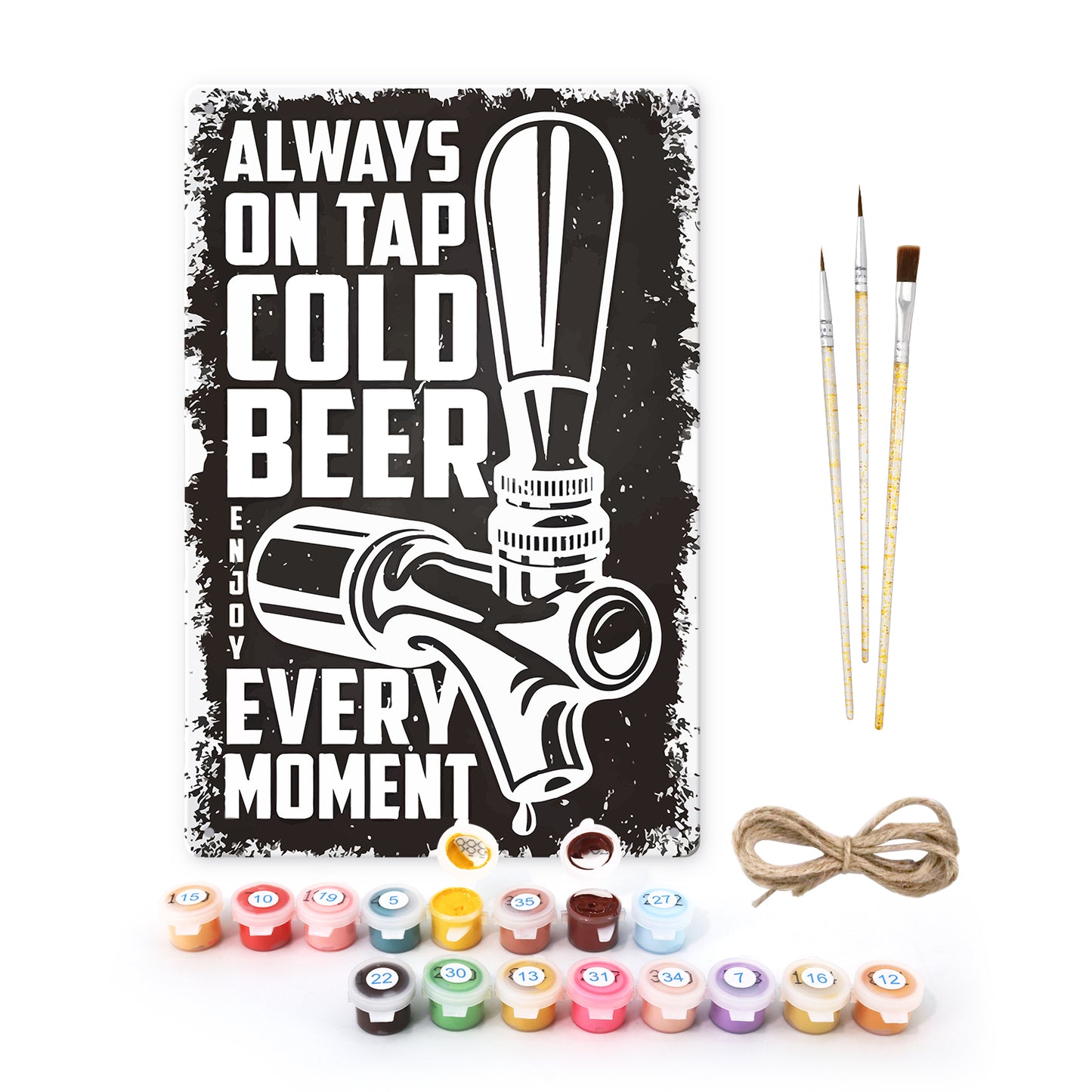 Cold Beer on Tap (Black & White) – Vintage Paint by Numbers