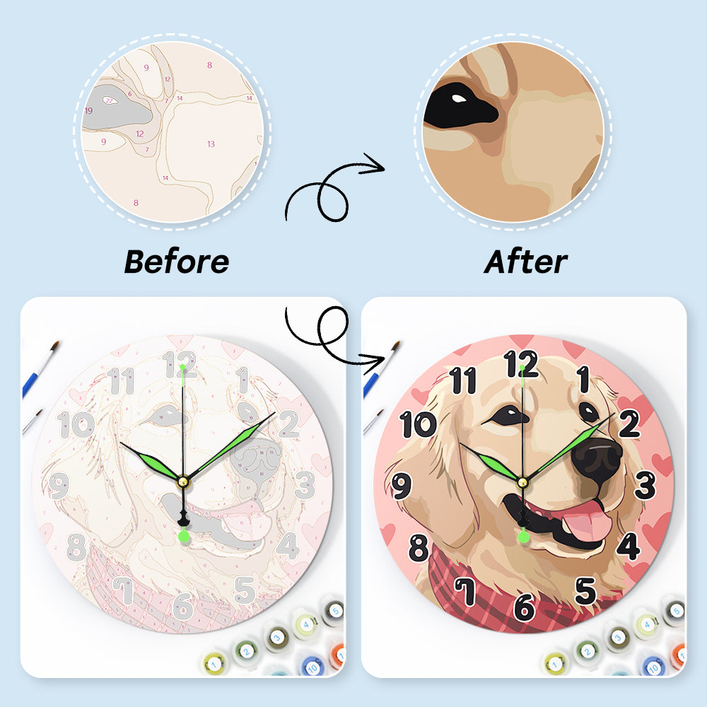 Paint the Moment – Golden Pup Clock Kit