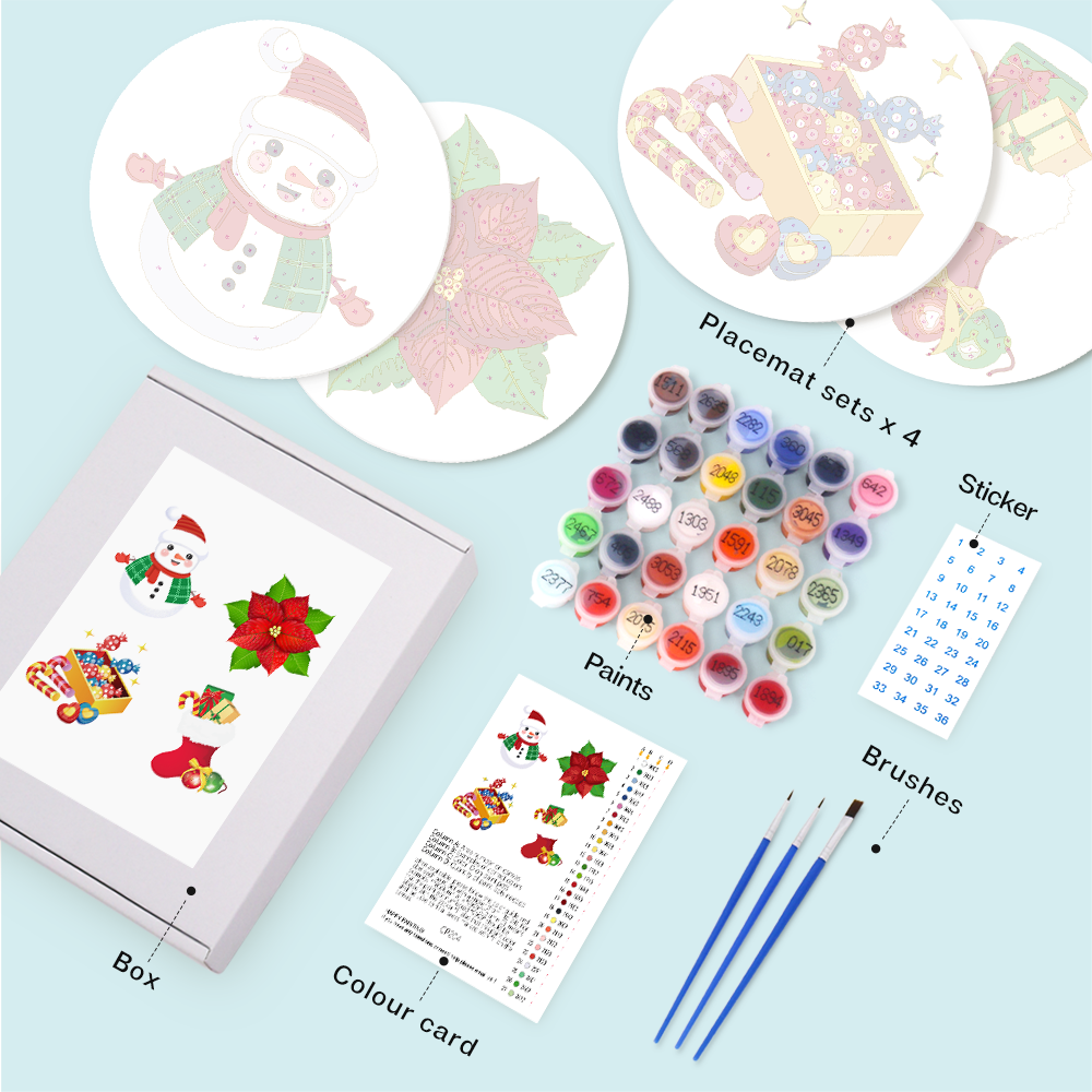 6 Piece Christmas Placemat Set 20cm - Set 28