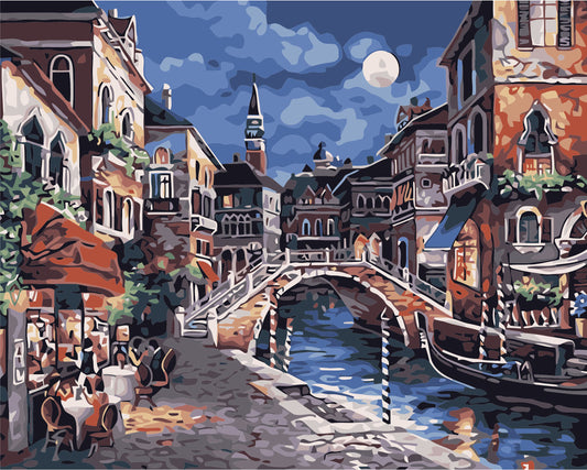 Antike Stadt im Mondschein
