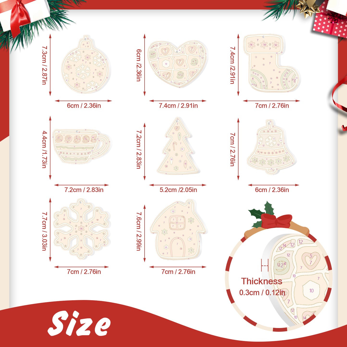 Cozy Christmas Cookie - Style Paintable Ornaments