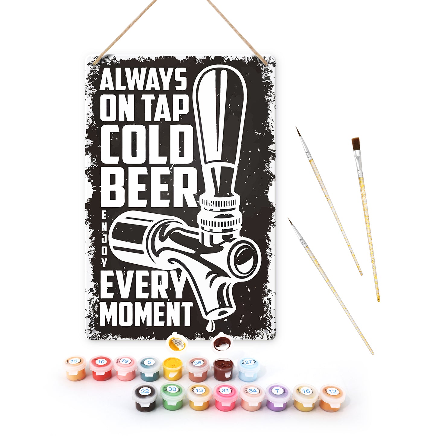 Cold Beer on Tap (Black & White) – Vintage Paint by Numbers