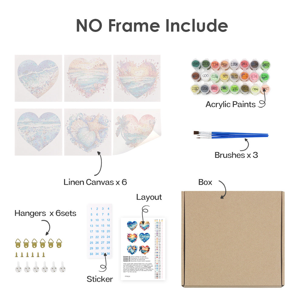 Ocean Hearts 6 Pack Mini Paint by Numbers Kit