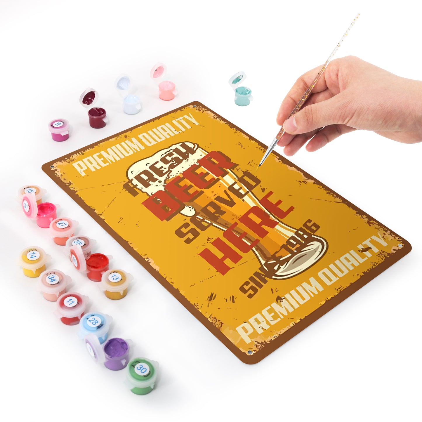 Fresh Beer Served Here – Vintage Paint by Numbers