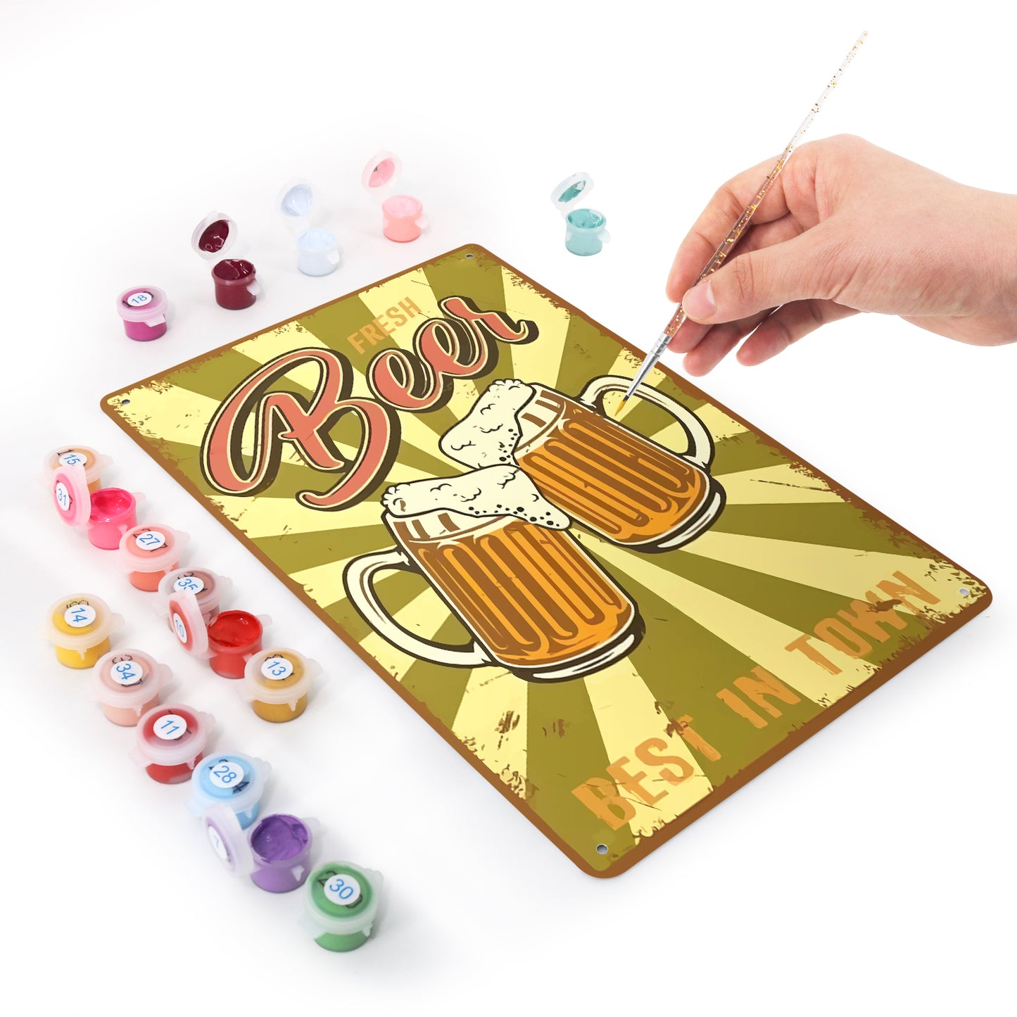 Fresh Beer Mugs – Vintage Paint by Numbers