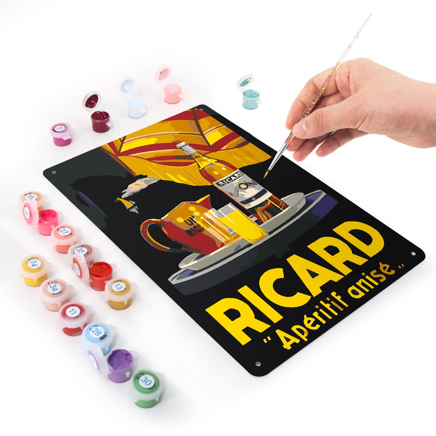 Ricard Aperitif Anise (Dark Background) – Vintage Paint by Numbers