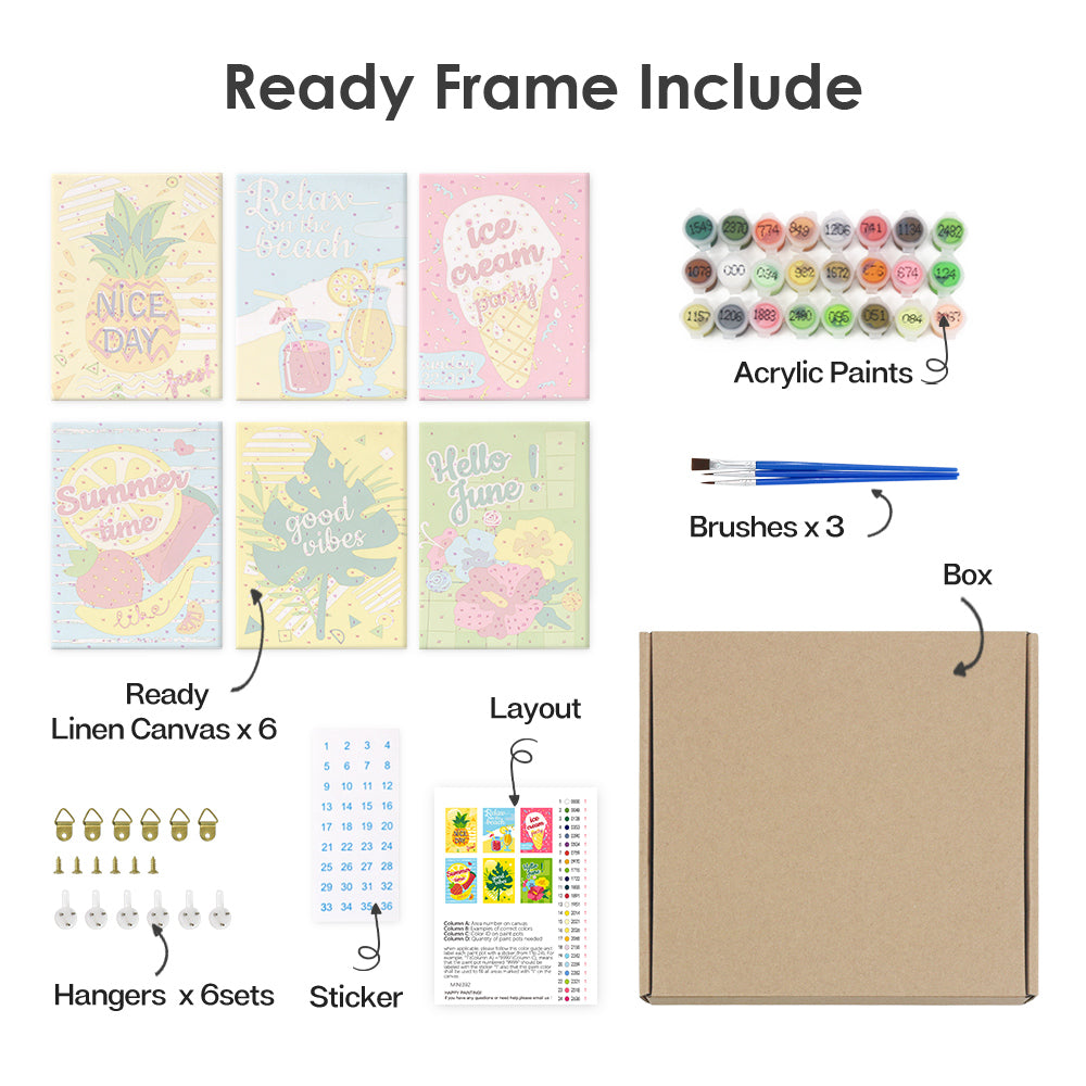 Hello June 6 Pack Mini Paint by Numbers Kit
