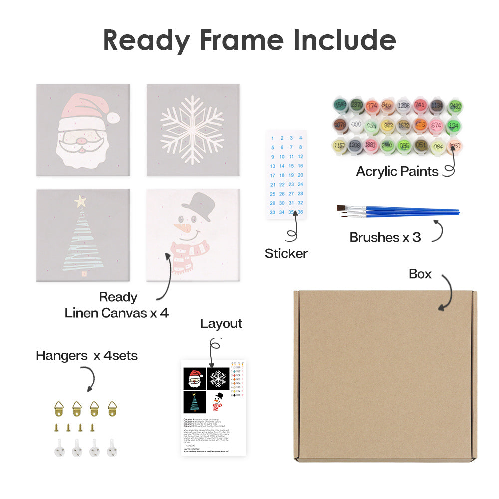 Festive Cheer 4 Pack Mini Paint by Numbers Kit