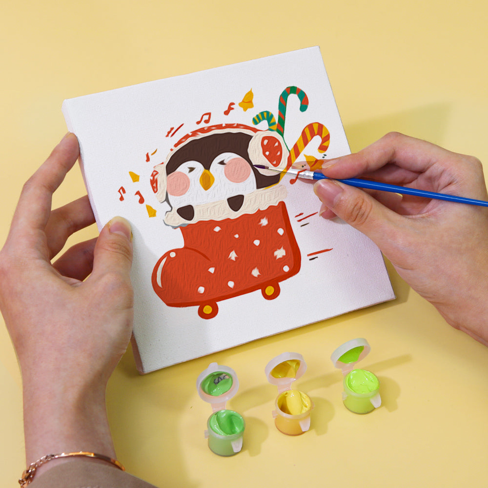 Cute Holiday Penguin 6 Pack Mini Paint by Numbers Kit