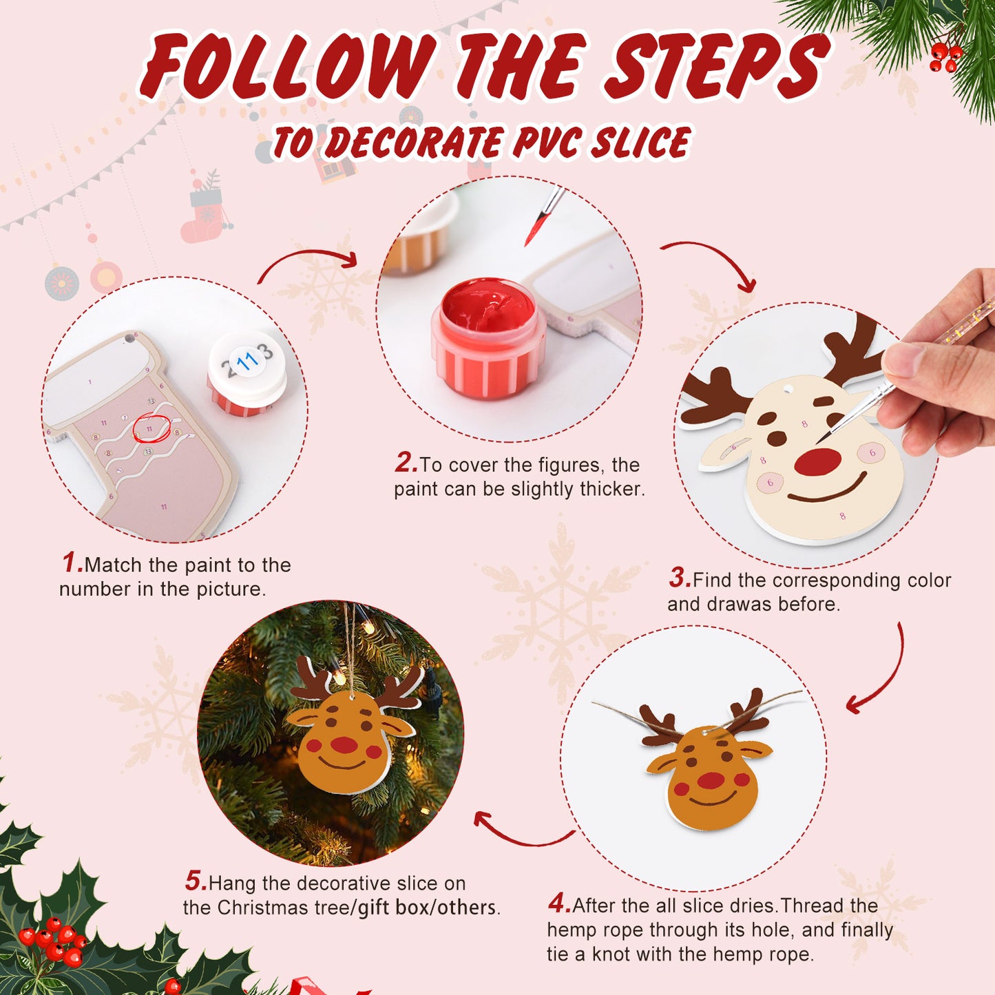 Snowflake & Reindeer Paintable Ornaments