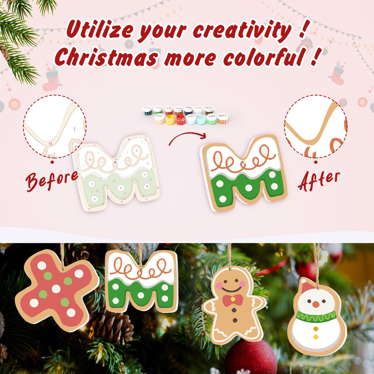XMAS Cookie Style Paintable Ornaments