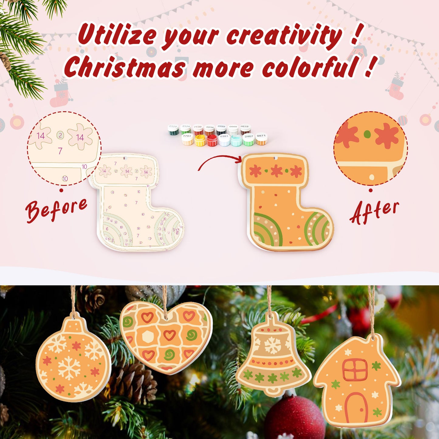 Cozy Christmas Cookie - Style Paintable Ornaments