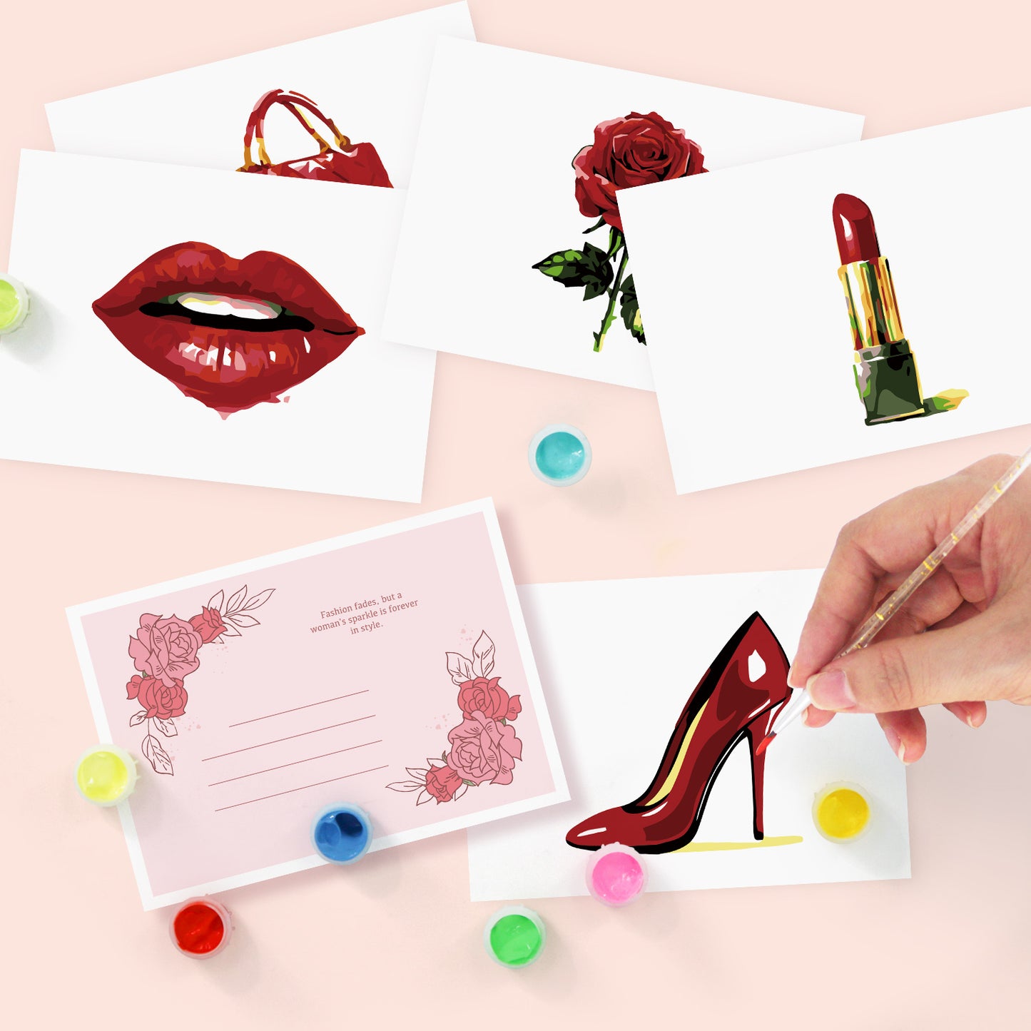 Red Glam Postcard Paint Kit