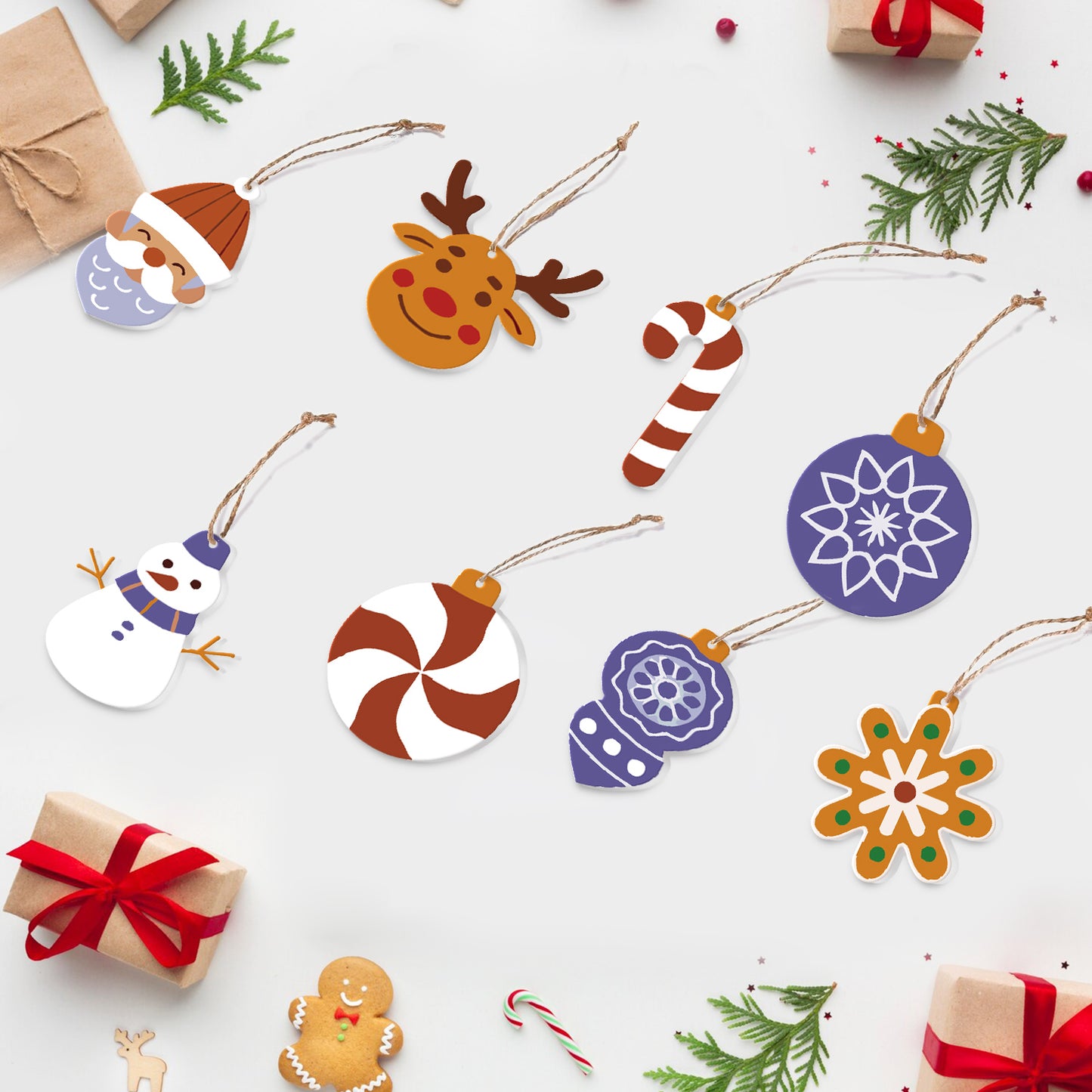 Snowflake & Reindeer Paintable Ornaments