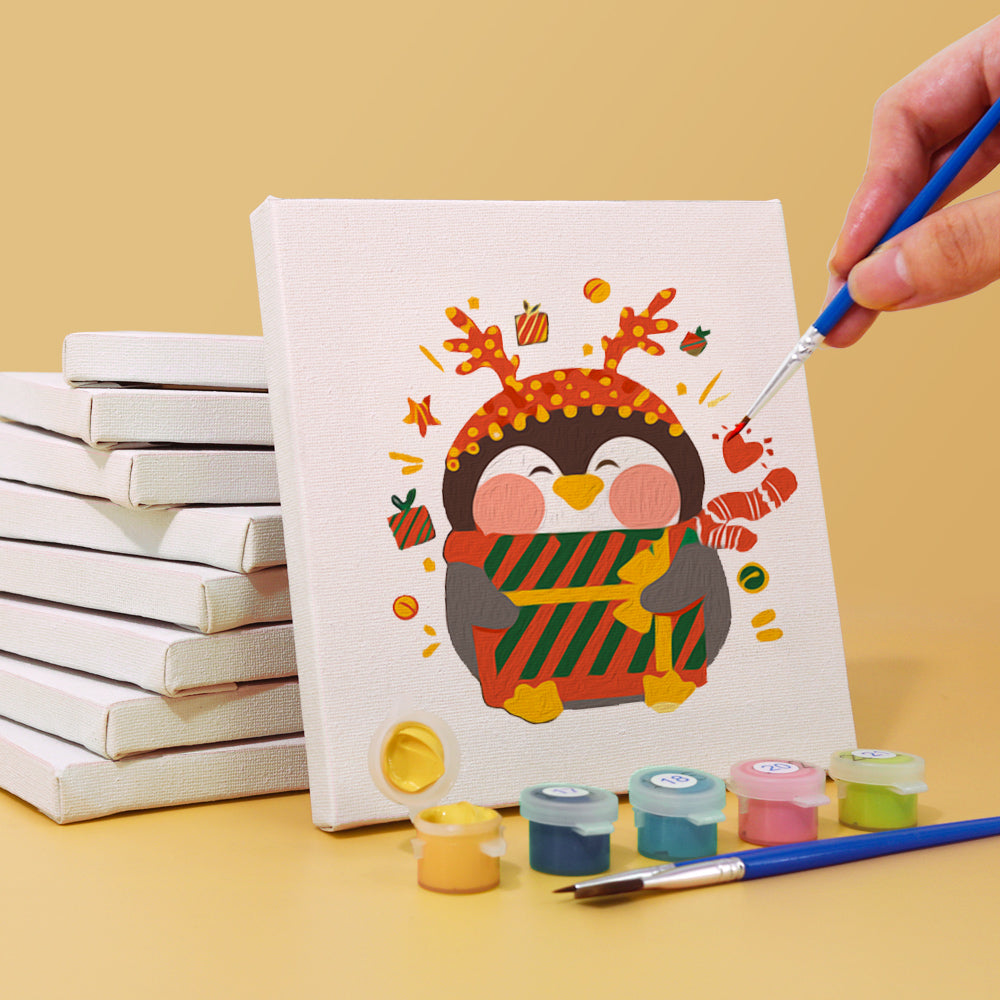 Cute Holiday Penguin 6 Pack Mini Paint by Numbers Kit