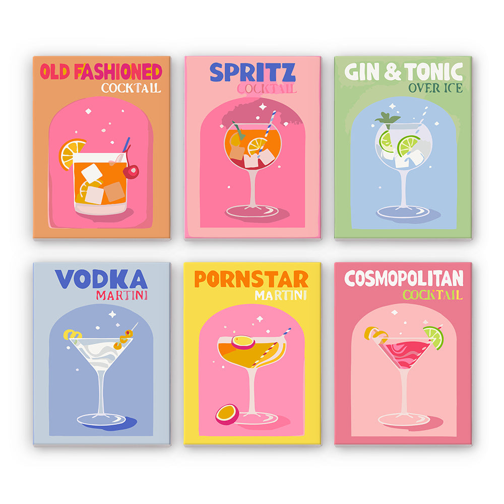 Shaken & Stirred 6 Pack Mini Paint by Numbers Kit