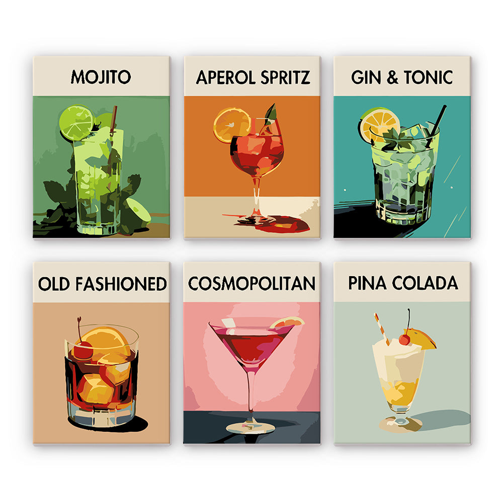 Cocktail Cuties 6 Pack Mini Paint by Numbers Kit