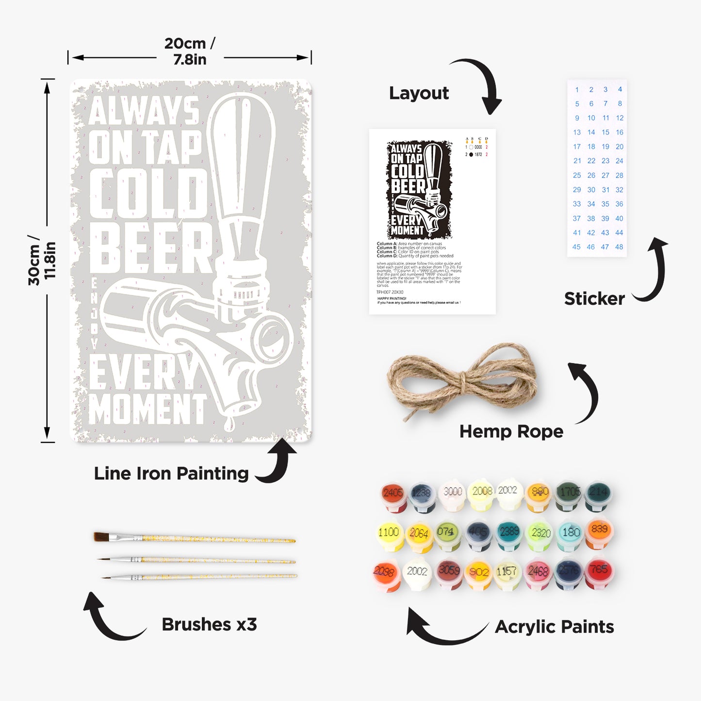 Cold Beer on Tap (Black & White) – Vintage Paint by Numbers