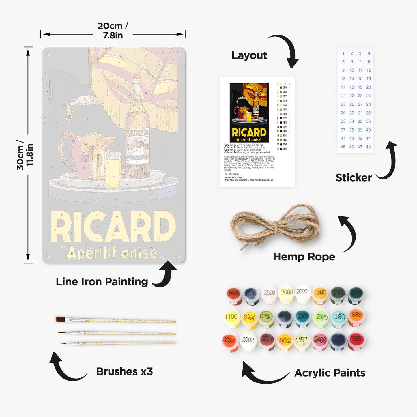 Ricard Aperitif Anise (Dark Background) – Vintage Paint by Numbers