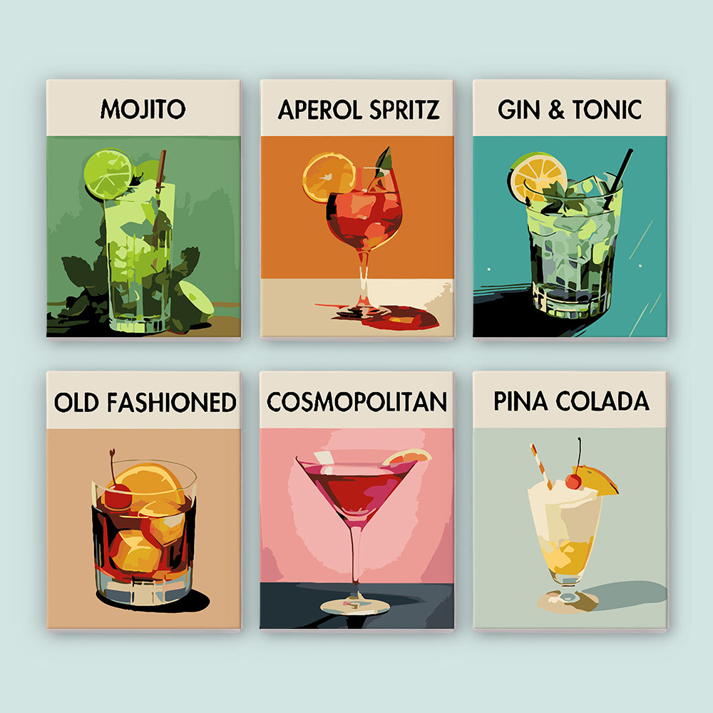 Cocktail Cuties 6 Pack Mini Paint by Numbers Kit