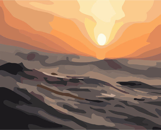 Ozeanwellen-Sonnenuntergang