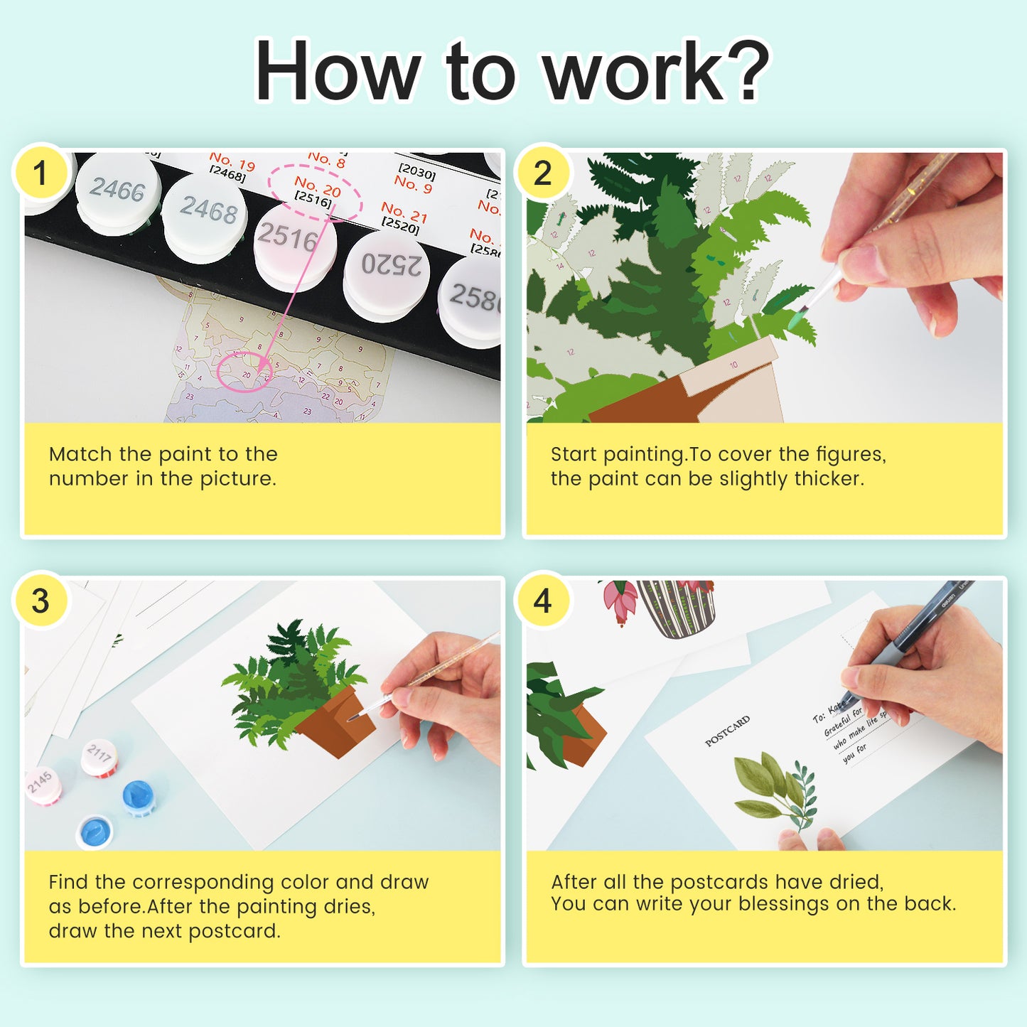 Houseplant Postcard Paint Kit