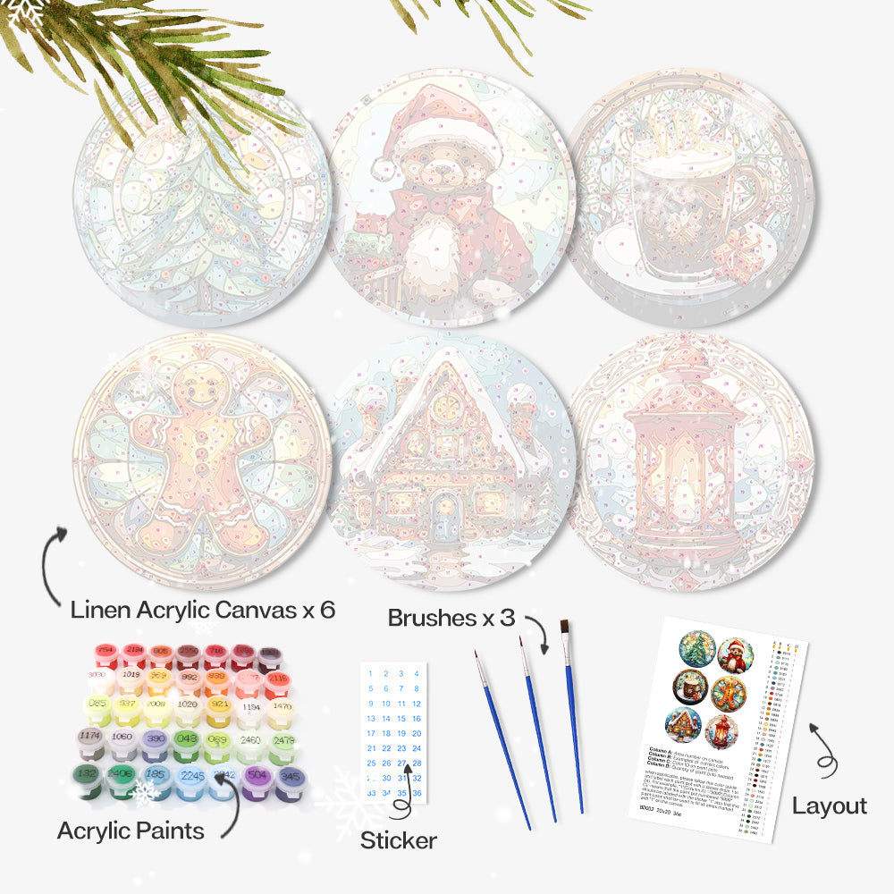 6 Piece Christmas Placemat Set 20cm - Set 2