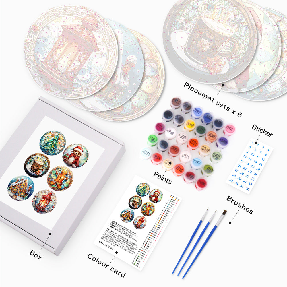 6 Piece Christmas Placemat Set 20cm - Set 2