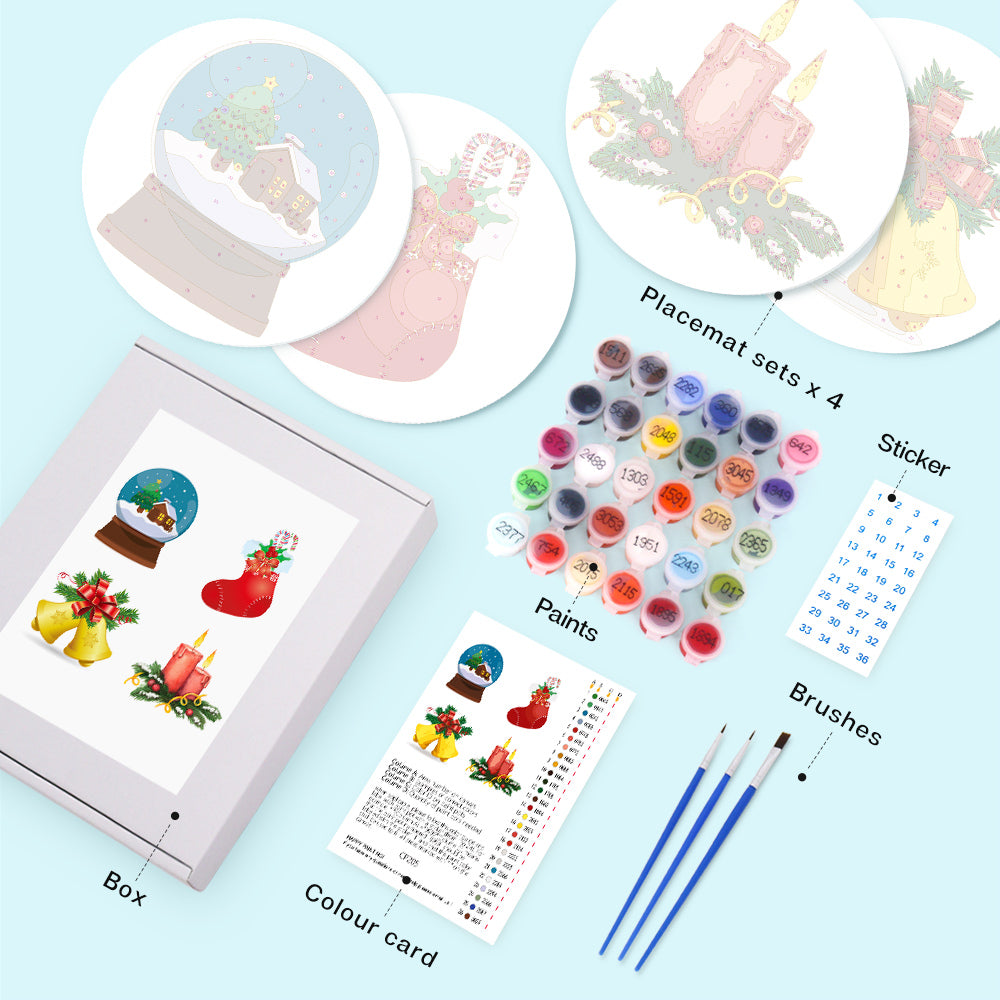 6 Piece Christmas Placemat Set 20cm - Set 24