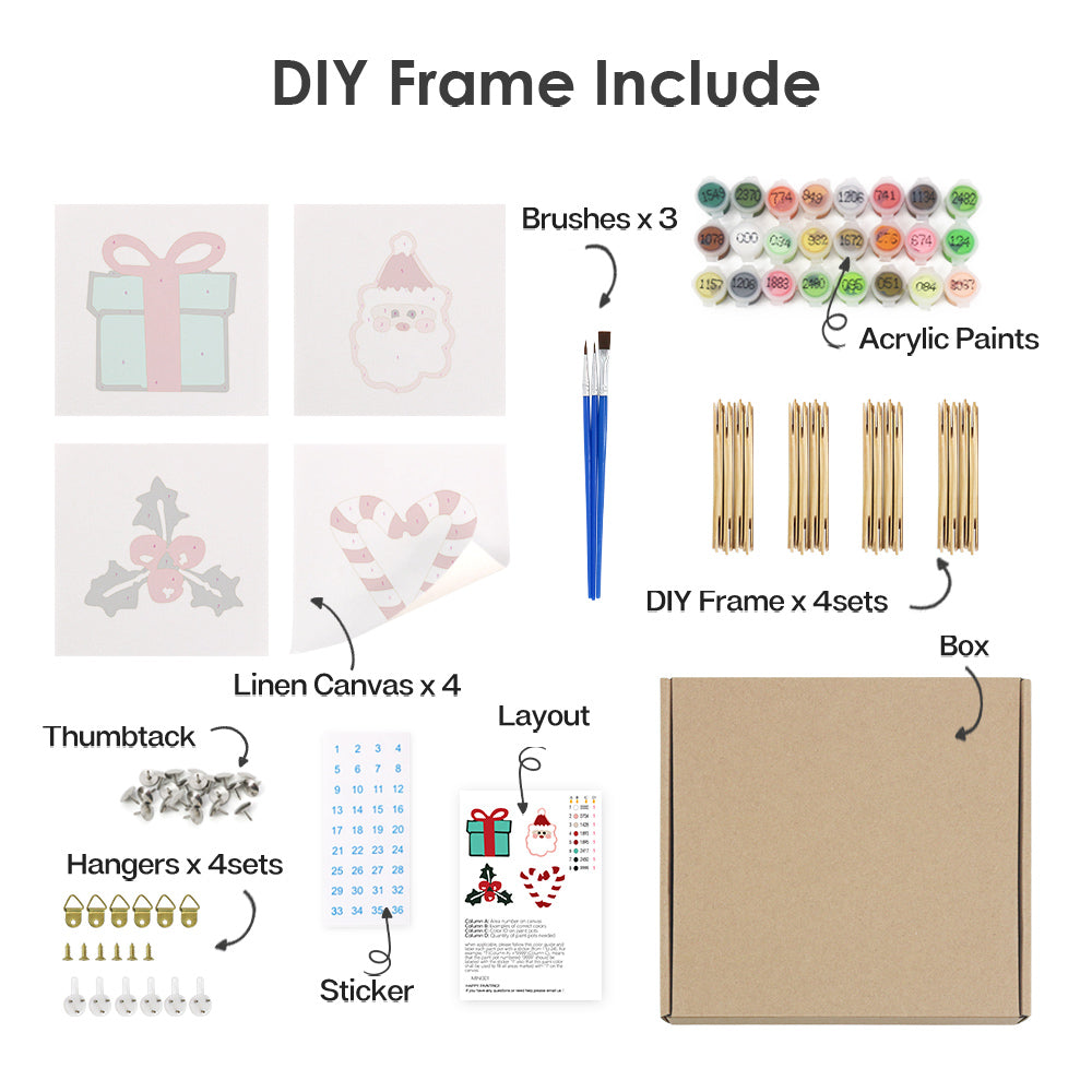 Holiday Treasures 4 Pack Mini Paint by Numbers Kit