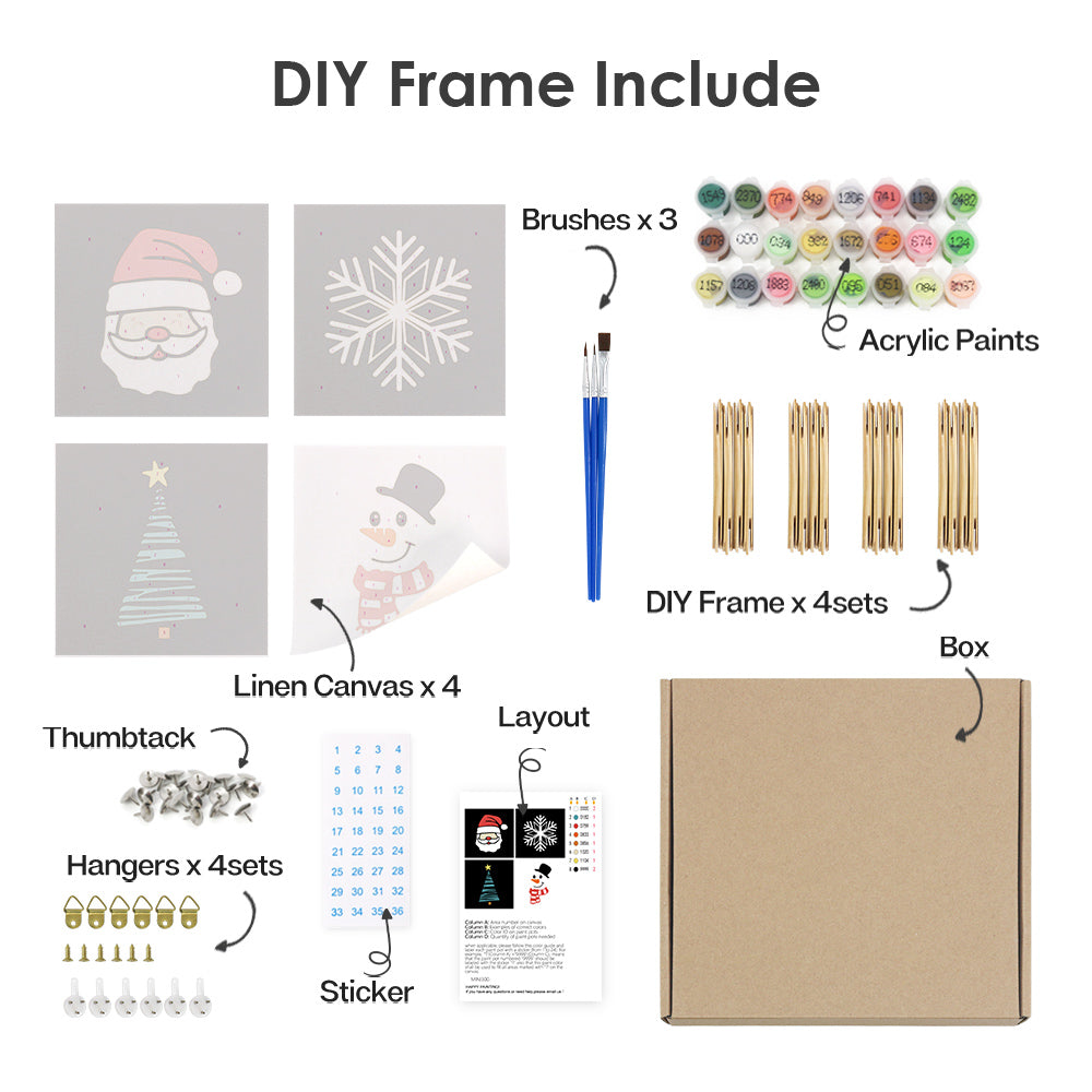 Festive Cheer 4 Pack Mini Paint by Numbers Kit