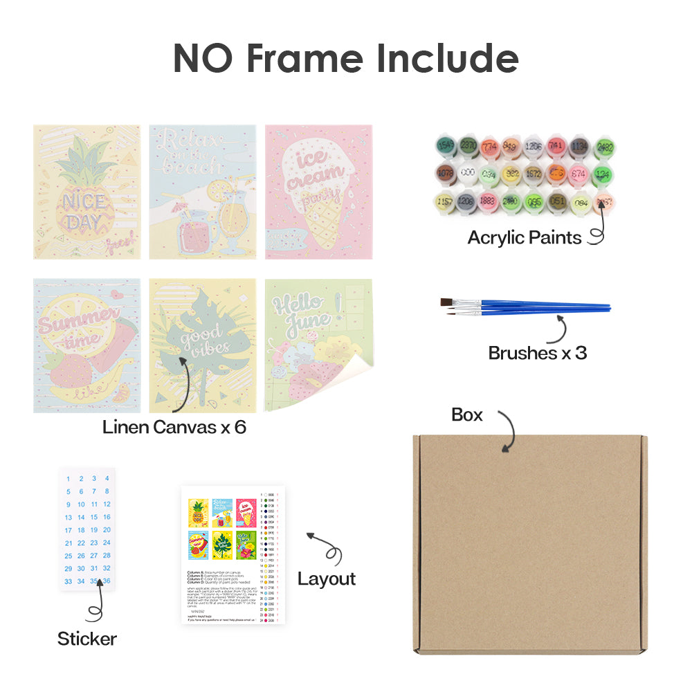 Hello June 6 Pack Mini Paint by Numbers Kit