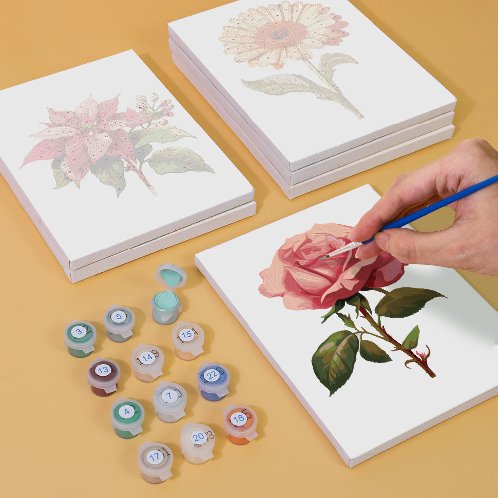 Assorted Flowers 6 Pack Mini Paint by Numbers Kit