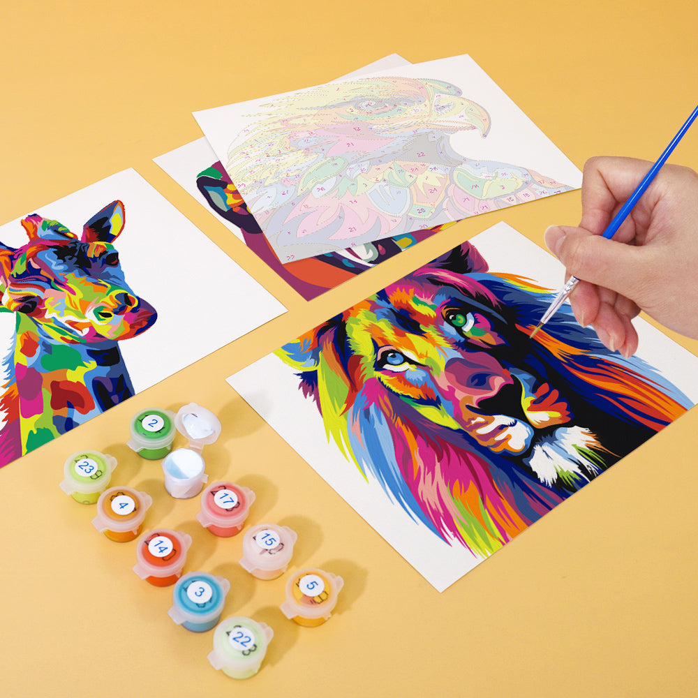 Vivid Wildlife 6 Pack Mini Paint by Numbers Kit