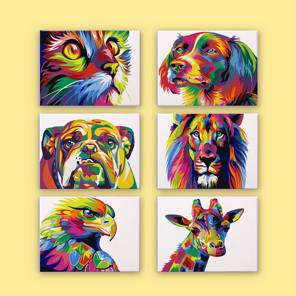 Vivid Wildlife 6 Pack Mini Paint by Numbers Kit