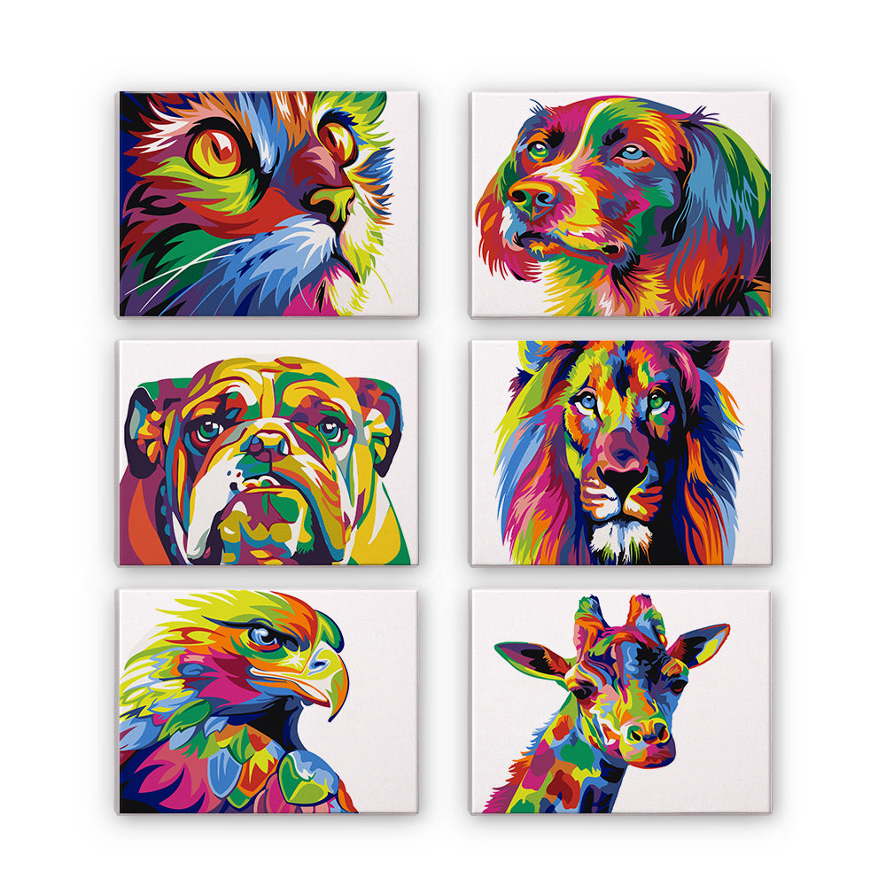 Vivid Wildlife 6 Pack Mini Paint by Numbers Kit