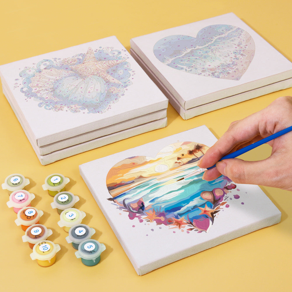 Ocean Hearts 6 Pack Mini Paint by Numbers Kit